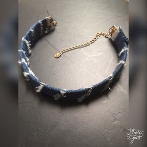 Navy blue denim chocker